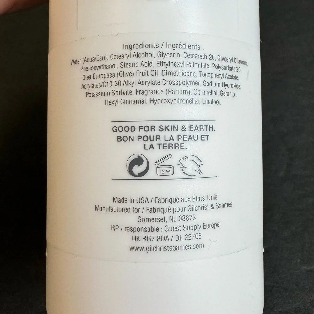 Gilchrist & Soames Zero% Body‎ Lotion 15 oz Naturally Kind NEW Moisturizer